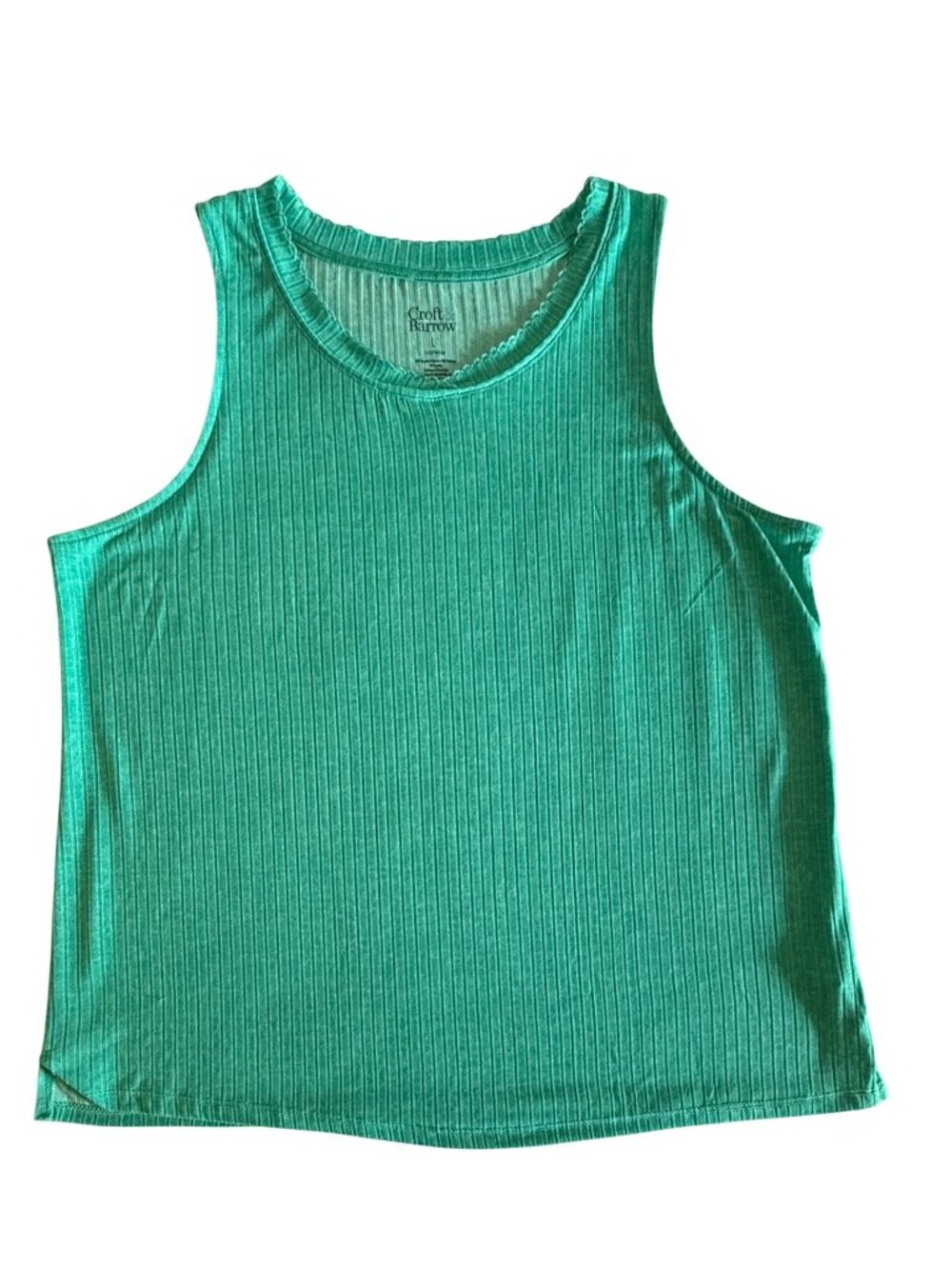 Croft & Barrow Womens L Sea Green Ribbed Sleep Tank NWT